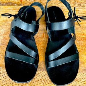 Mansur Gavriel black leather tie sandal